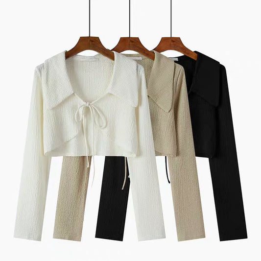 Polyester Small Fragrance Thin Short Outer Cardigan
