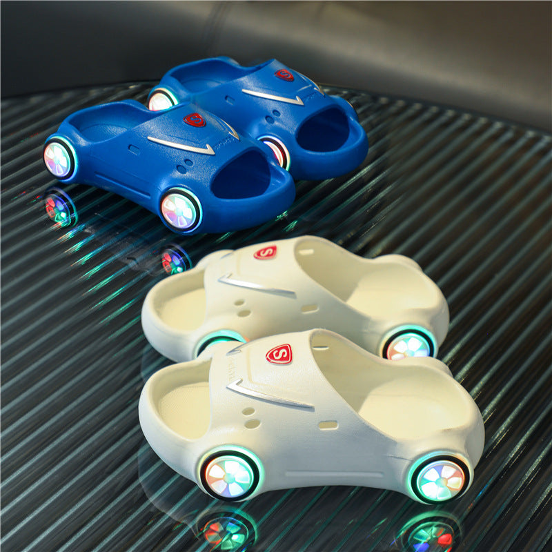 Luminous Galaxy: Glowing Cartoon Car Luminous Beach Shoes