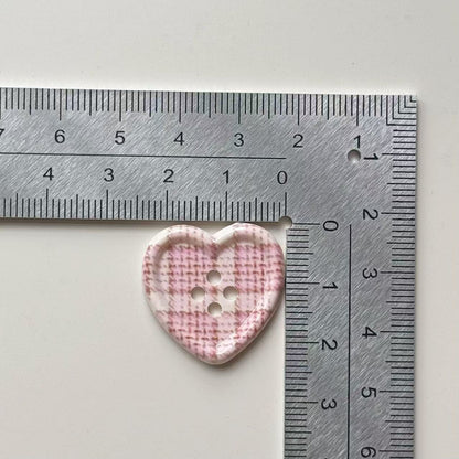 Cute Style Plaid Heart Button