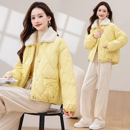 Women's Patchwork Fur Lapel Coat Contrast Color