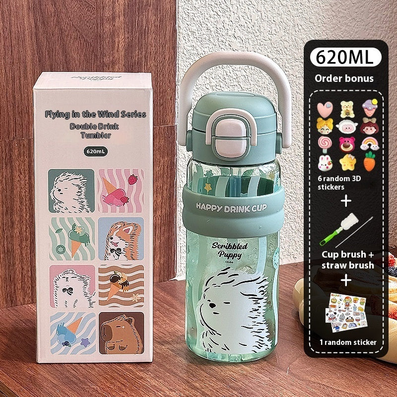 Summer Large Capacity High Temperature Resistant Plastic Double Drinking Water Bottle