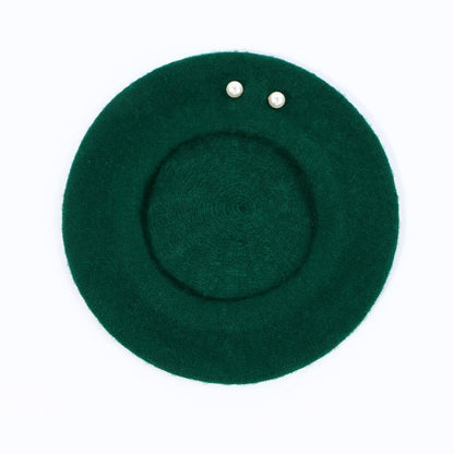 Woolen Large Pearl Decoration Beret Women's Fall Winter Fashion
