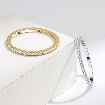 S925 Silver Fashion Full Diamond Little Finger Ring Single Row Ring