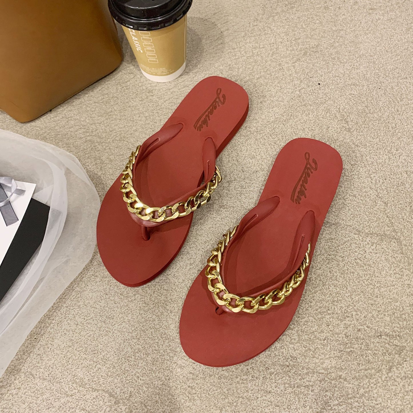 Net Red Rhinestone Slippers Women