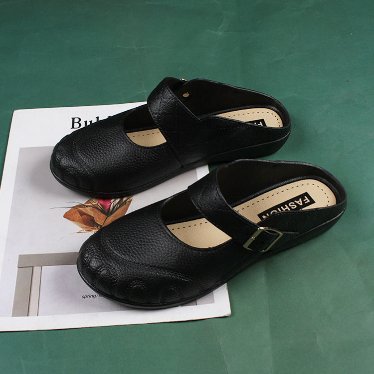 Baotou Flat Semi Slippers Women