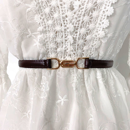 Punch-free Matte Buckle Adjustment Belt Women