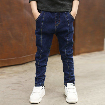 Boys Jeans Autumn Winter New One-Piece Velvet Luxe Insulation