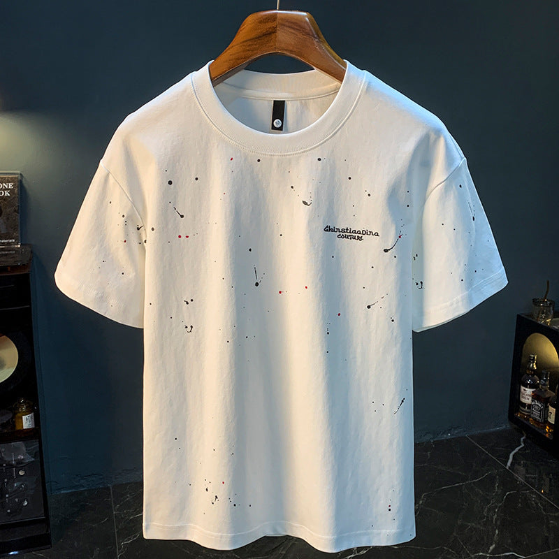 Trendy Splash-ink T-shirt Short-sleeved Men