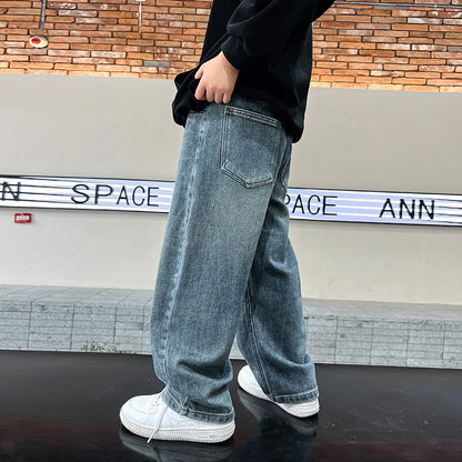 Urban Minimalist Solid Tone Straight-Fit Jeans