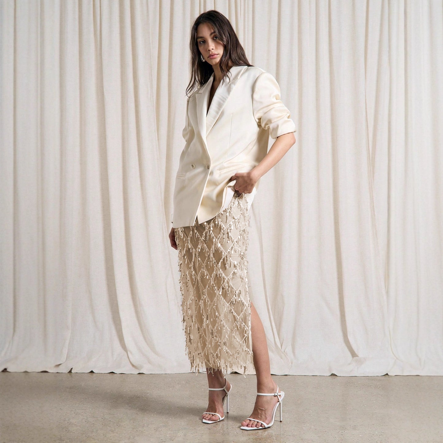 Sexy Sequined Tassel Sequins Skirt