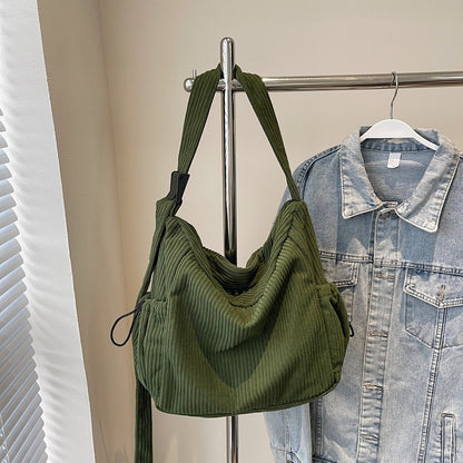Corduroy Tote Women's Large Capacity Simple Messenger Bag