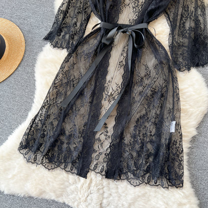 The Lace Cardigan: Women’s Mesh Lace Nightdress