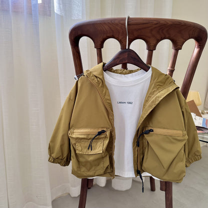 The Minimal Shell: Solid-Color Short Hooded Shell Jacket