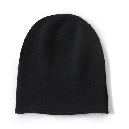 Cashmere Hat For Women Curled Brim Knitted Hat