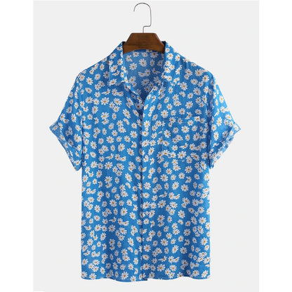 Cotton Linen Hawaiian Printed Cardigan Short Sleeve