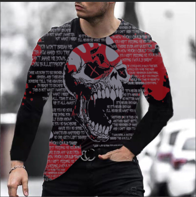 Digital Skull Graphic Long Sleeve Performance T-Shirt