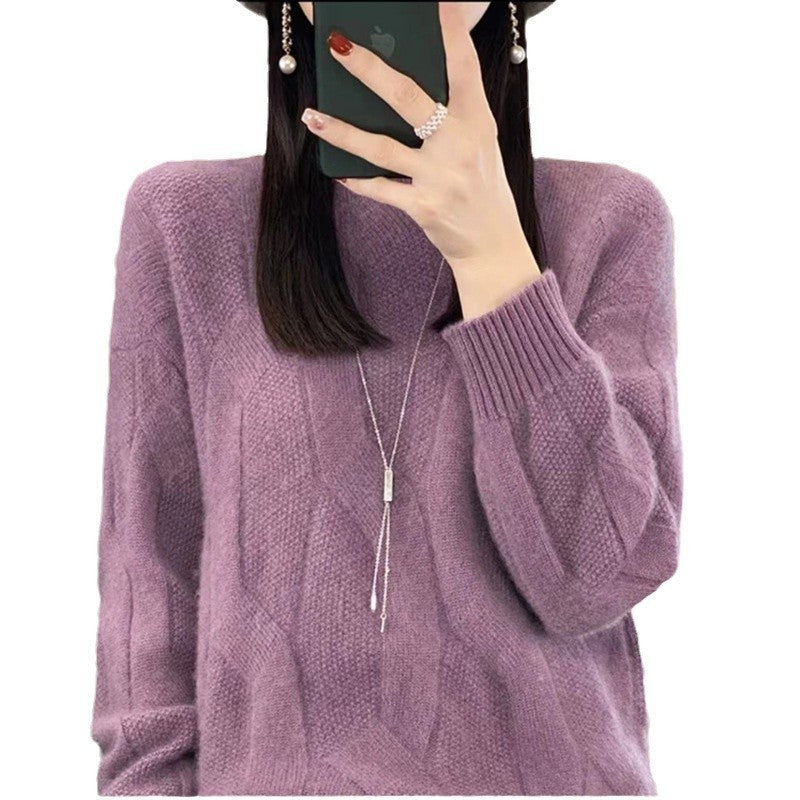 Comfortable Slimming Soft Glutinous Knitted Thickened Half-high Collar Sweater