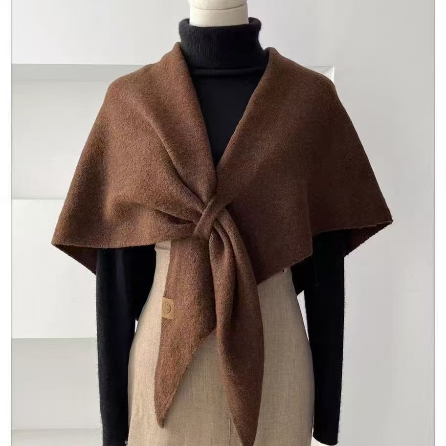 Wool Knitted Triangle Shawl Fashionable Warm Scarf
