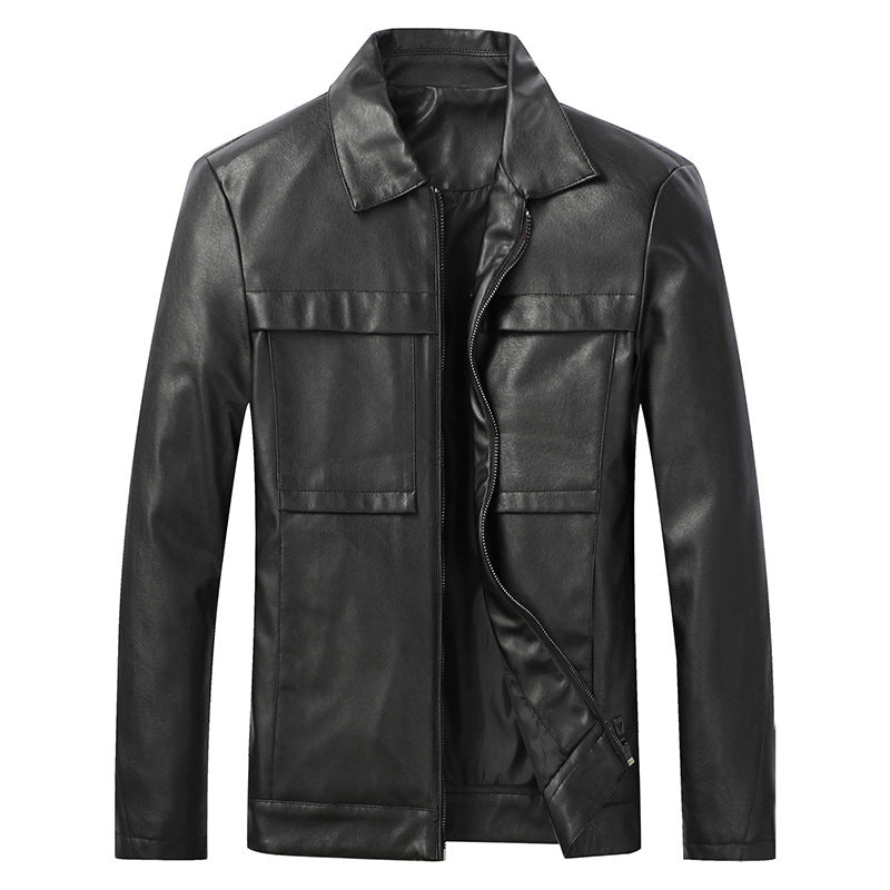 Mens Motorcycle Leather Jacket Slim Lapel Casual Biker Heritage