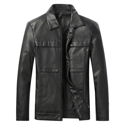 Mens Motorcycle Leather Jacket Slim Lapel Casual Biker Heritage