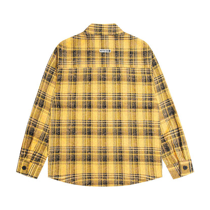Fashion Loose Plaid Long Sleeve Shirt Men