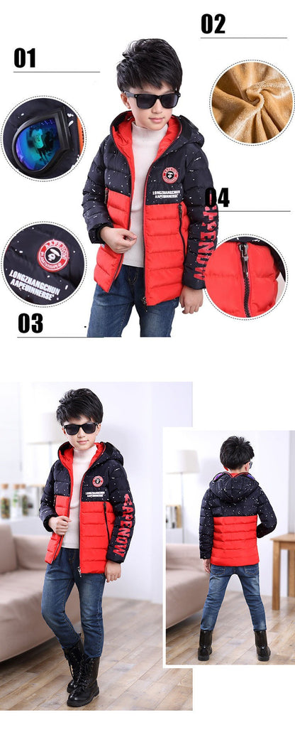 The Visual Warmth: Fashion Boys’ Glasses-Hooded Padded Coat