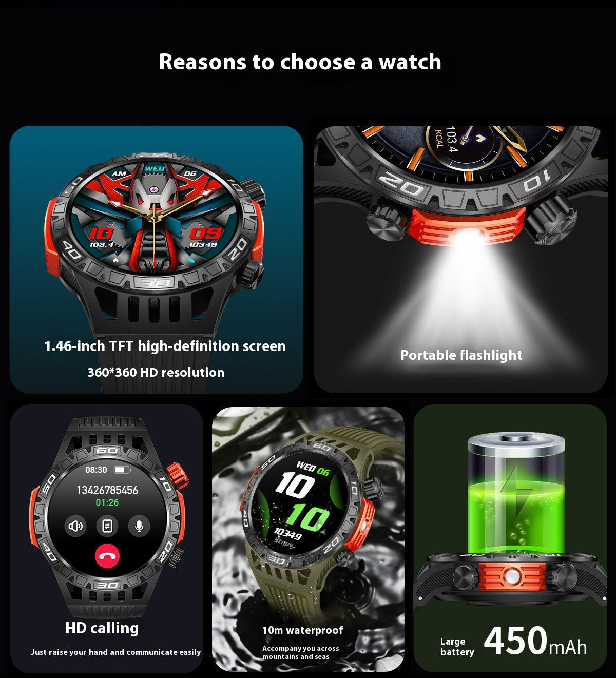 The HT22 Explorer: Outdoor Compass & Flashlight Sports Watch