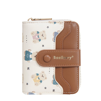 Short Little Bear Cartoon Printed Women's Wallet