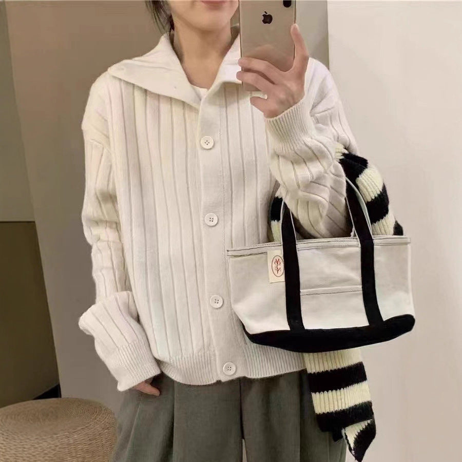 Vertical Single-breasted Turtleneck Knitting Idle Style Small Sweater