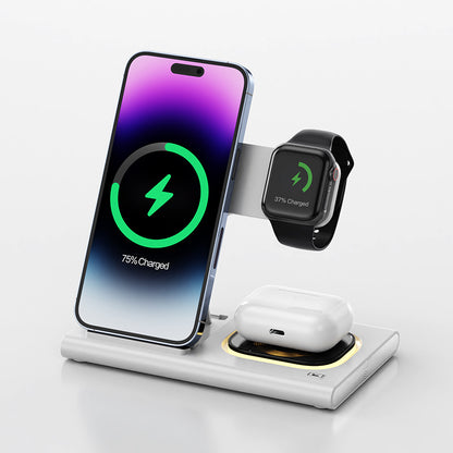 NightDock 3-in-1: 15W Magnetic Charging Stand with Ambient Night Light