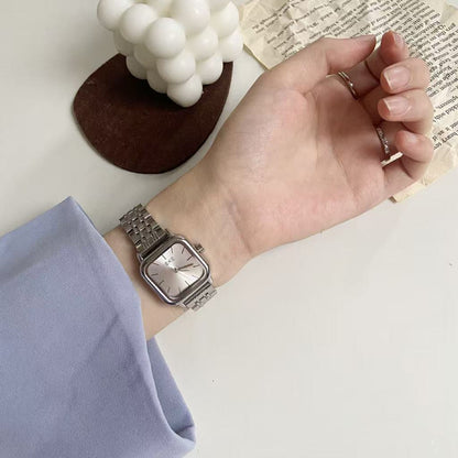 Square Steel Belt Light Luxury Quartz Watch For Women