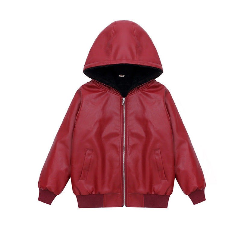 The Padded Biker: PU Leather Hooded Padded Performance Coat