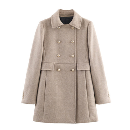 Autumn And Winter Double Breasted Mid Length Coat Jacket