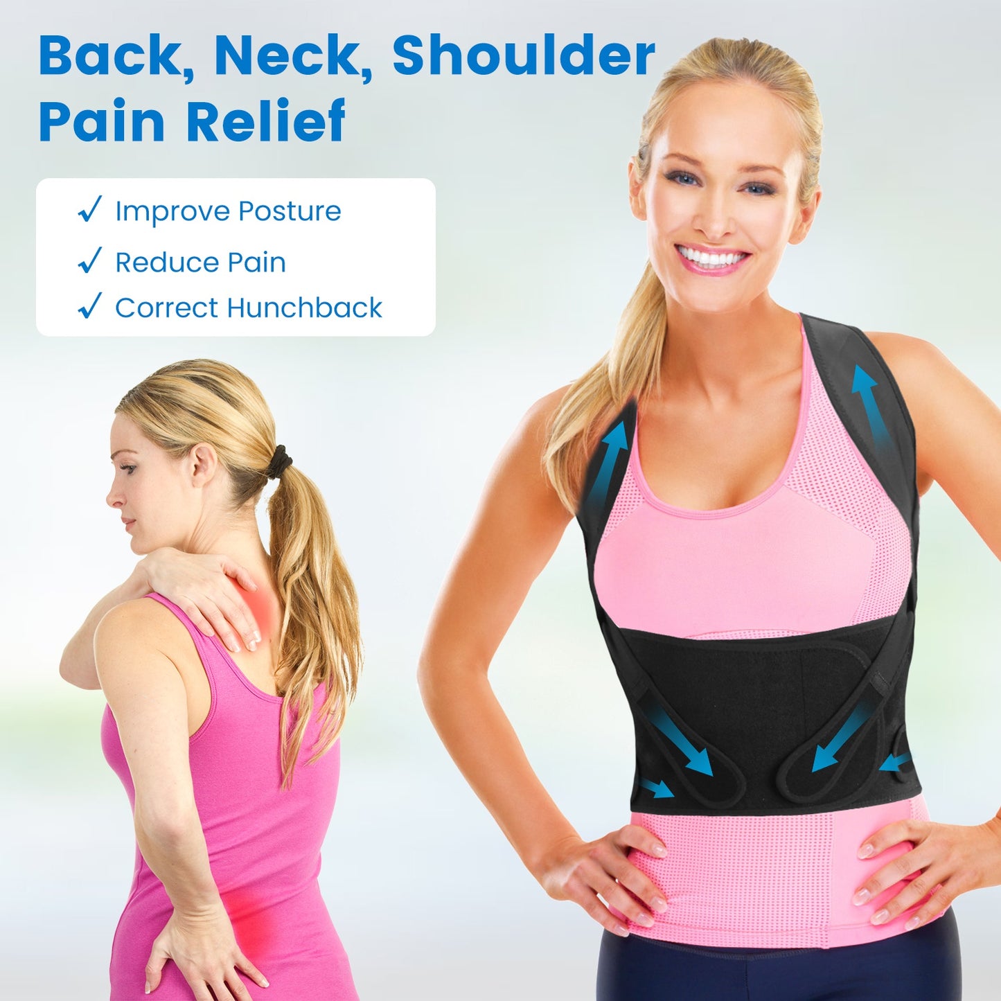 TriSize Corrector: 3-Size Adjustable Invisible Back Brace Posture Trainer for Men & Women