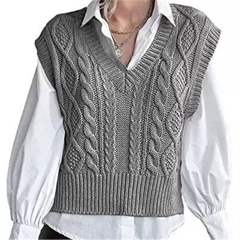Vest Knitted Retro College Style All-matching
