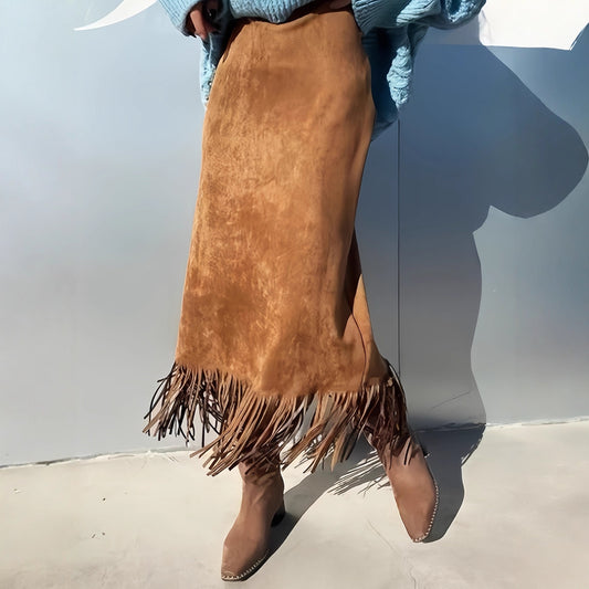 Women's Fashionable Elegant Long Suede Skirt Comfortable Slim Fit