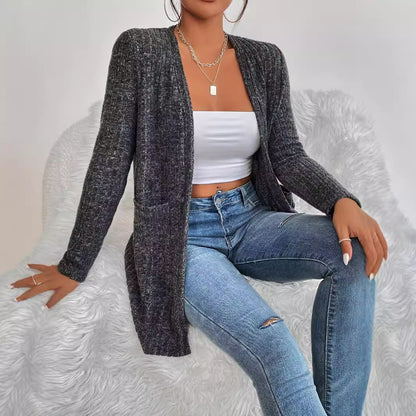 Knitted Cardigan Pocket Long Sleeve Coat Sweater
