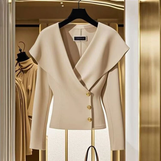 Early Autumn New French Style Lightly Mature Unique Shawl Design Coat