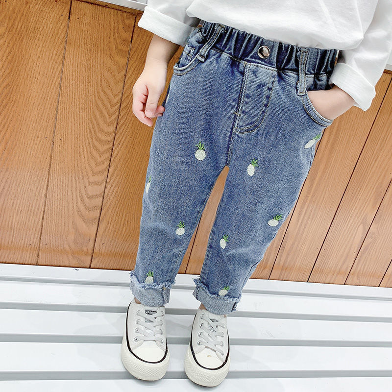 Spring Autumn Casual Girls Jeans Fashionable Trousers Playful Elegance