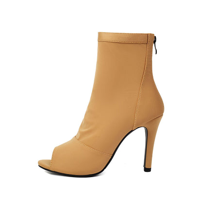 High-heeled Women's Stiletto Boots With Fishmouth.