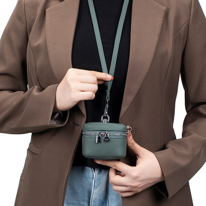 Leather Small Neck-hanging Coin Purse Simple And Portable