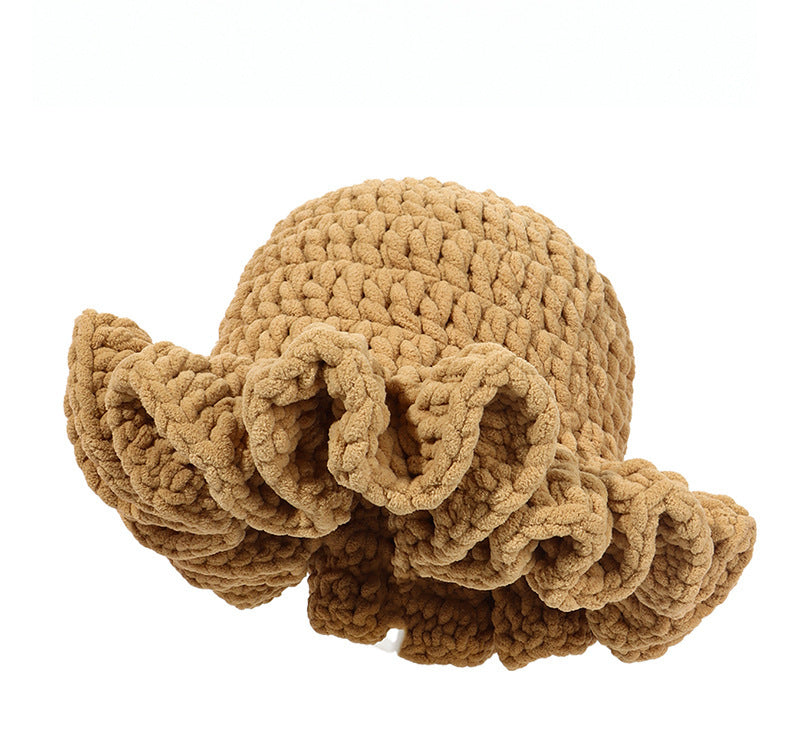 Knitted Pleated Ruffled Fashion Woolen Hat