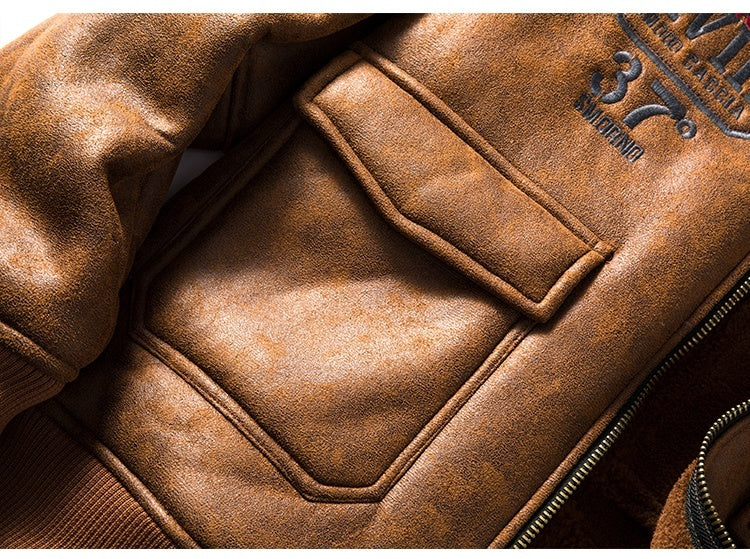 Lambswool Fleece-Lined Thickened Suede Fabric Jacket Plush Elegance