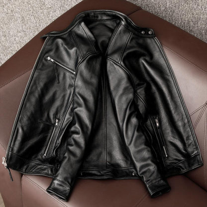 Leather Mens Stand Collar Jacket Coat Youth Dynamic Profile