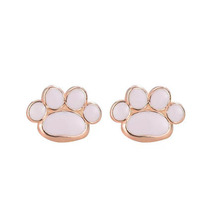 S925 Milk Gas Cat's Paw Ear Studs Simple
