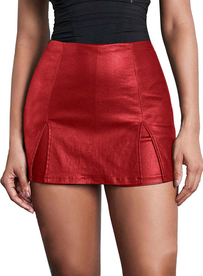 Ladies Low Waist Anti-exposure PU Leather Shorts