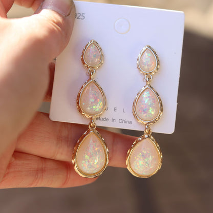 Temperamental Personalized And All-match Resin Colorful Water Drop Ear Studs