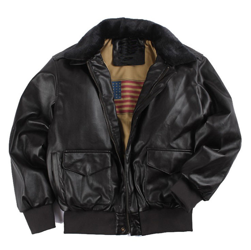 Retro Oversized US Air Force Fur Leather Coat Aviation Legacy
