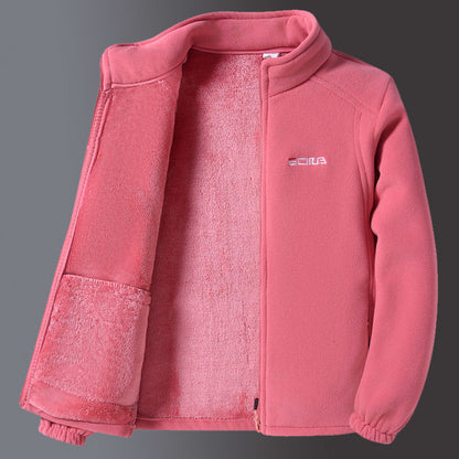 Fleece Sweater Thick Loose Mom Stand Collar Coat