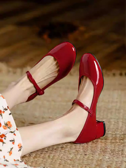 Soft Bottom Elegant French Shoes Chunky Heel Pumps Women